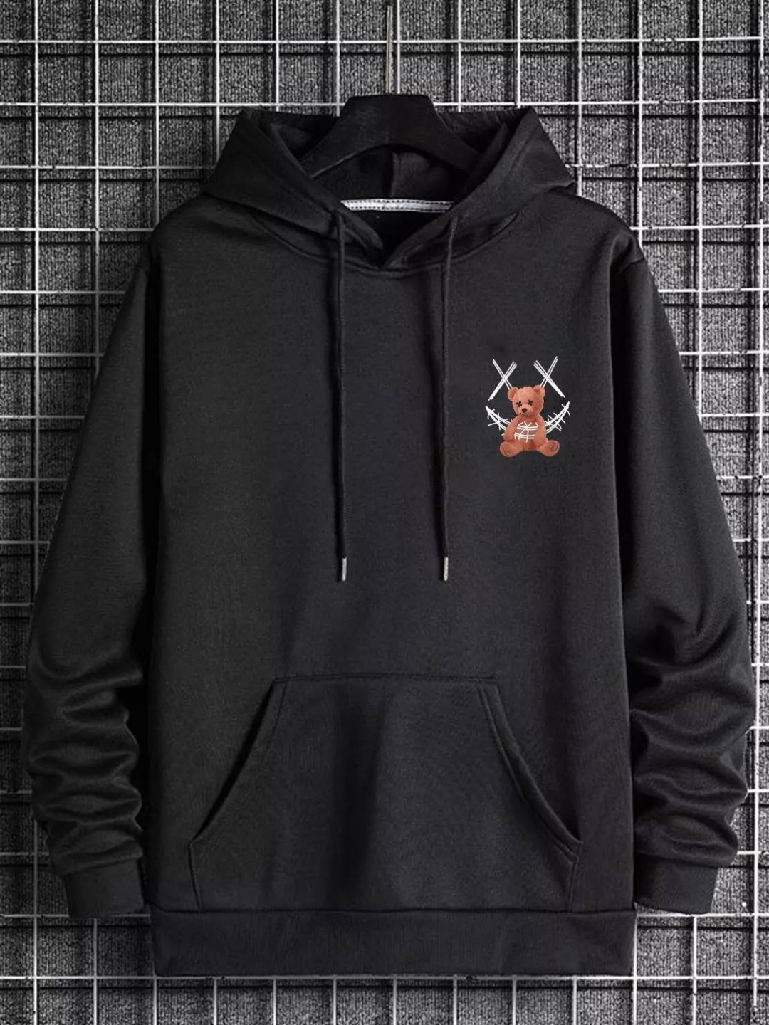 

ZEN1 FASHION Men Printed Hooded Sweatshirt, Black