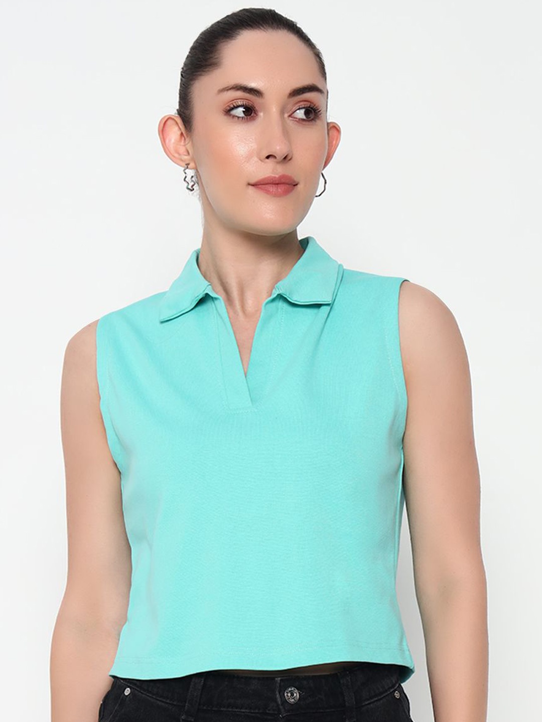 

Bloopers Store Women Tank Crop Top, Sea green