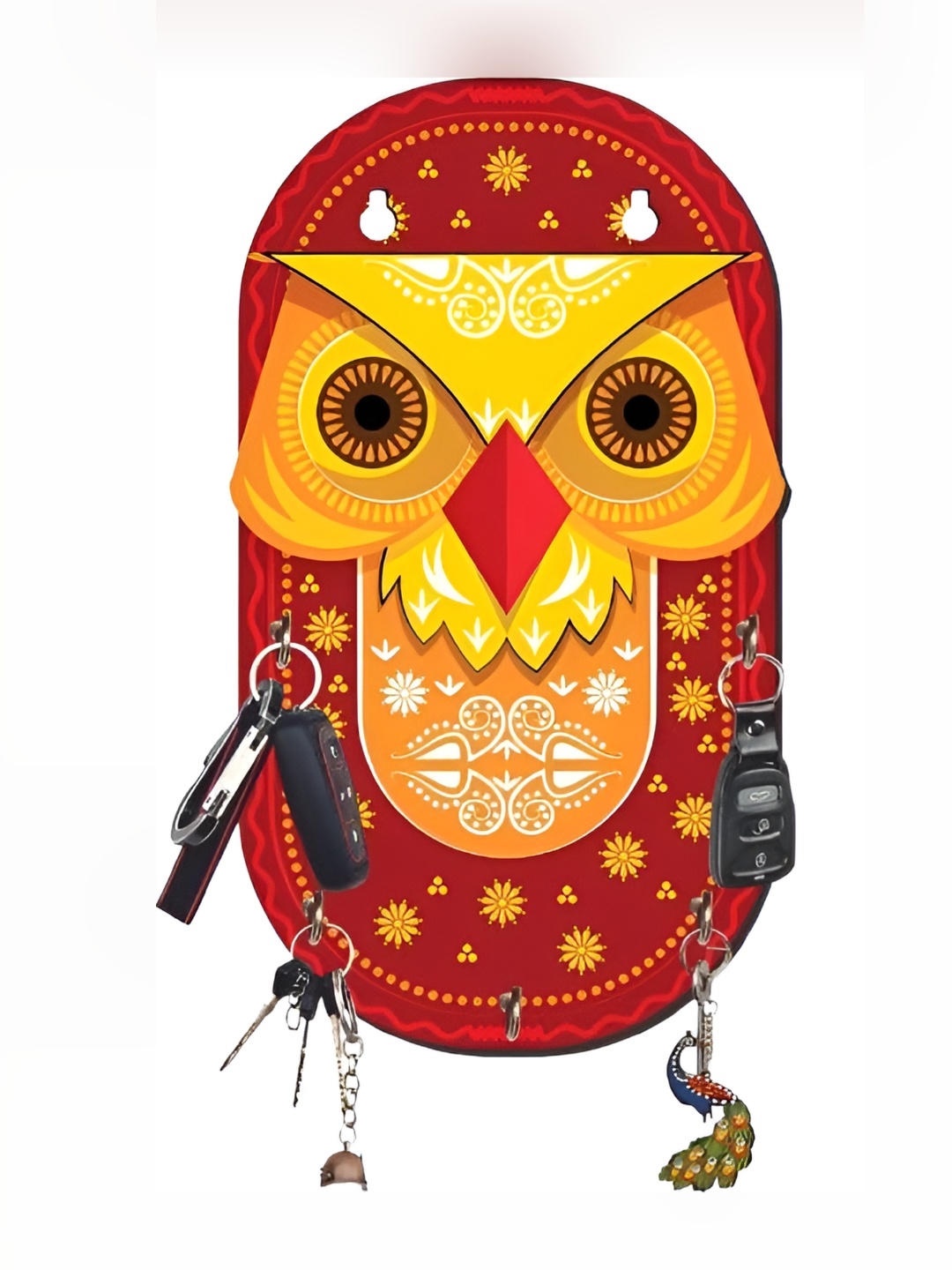

Webelkart Yellow & Red Wooden 5-Hooks Key Holders