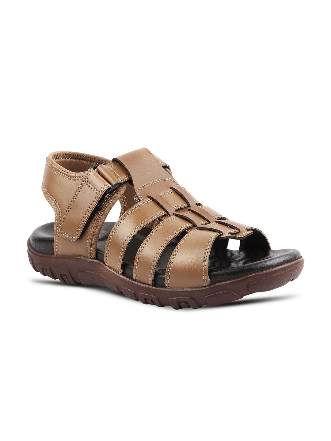 

MEDIFEET Men Leather Fisherman Sandals, Brown