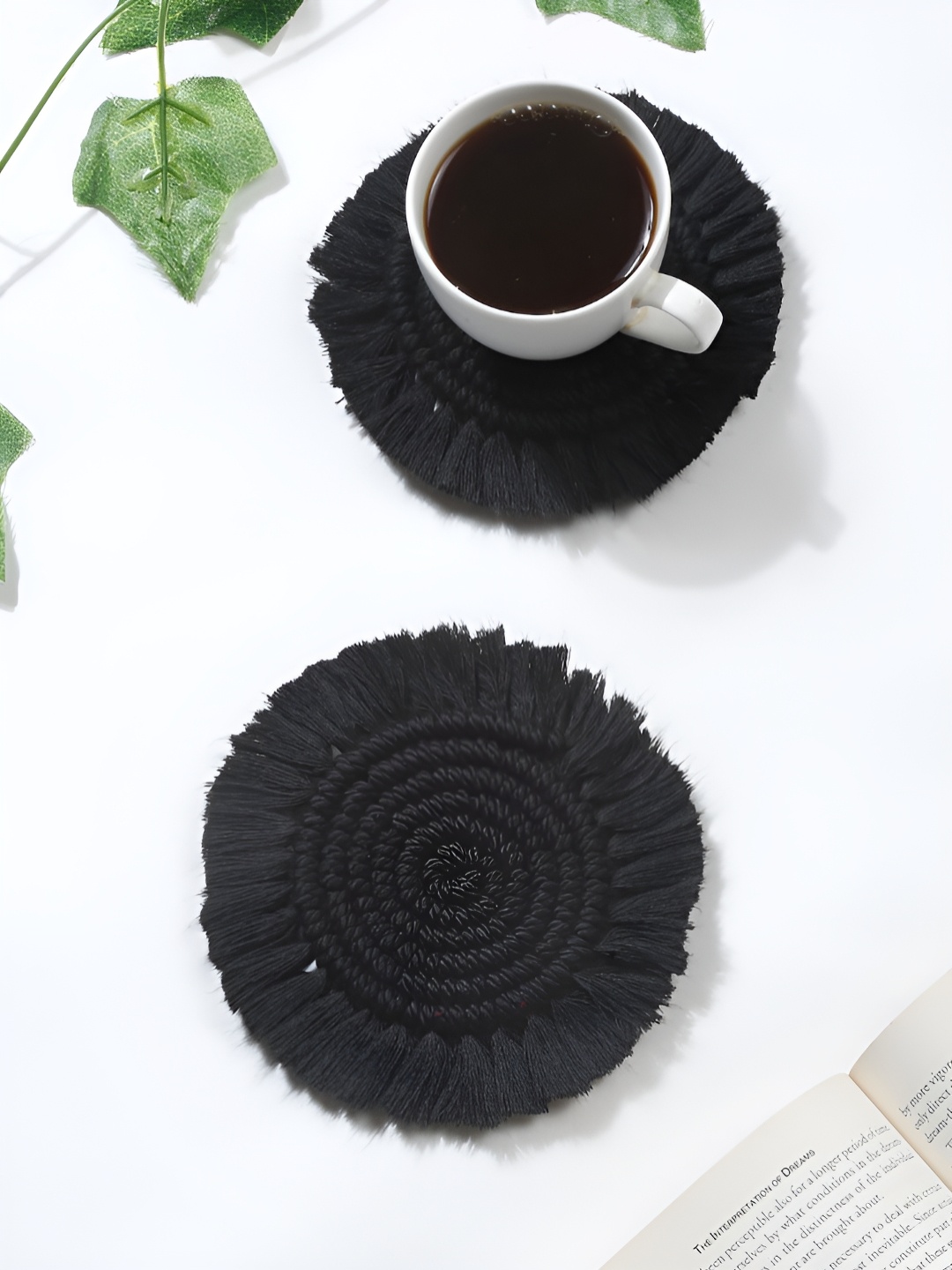 

My Creative Hut Black 2 Pieces Textured Round Coasters