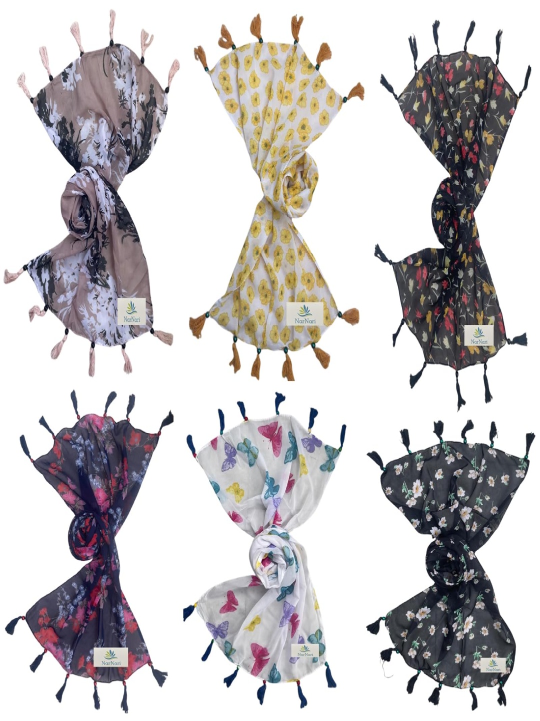 

NarNari Women Printed Scarf, Yellow
