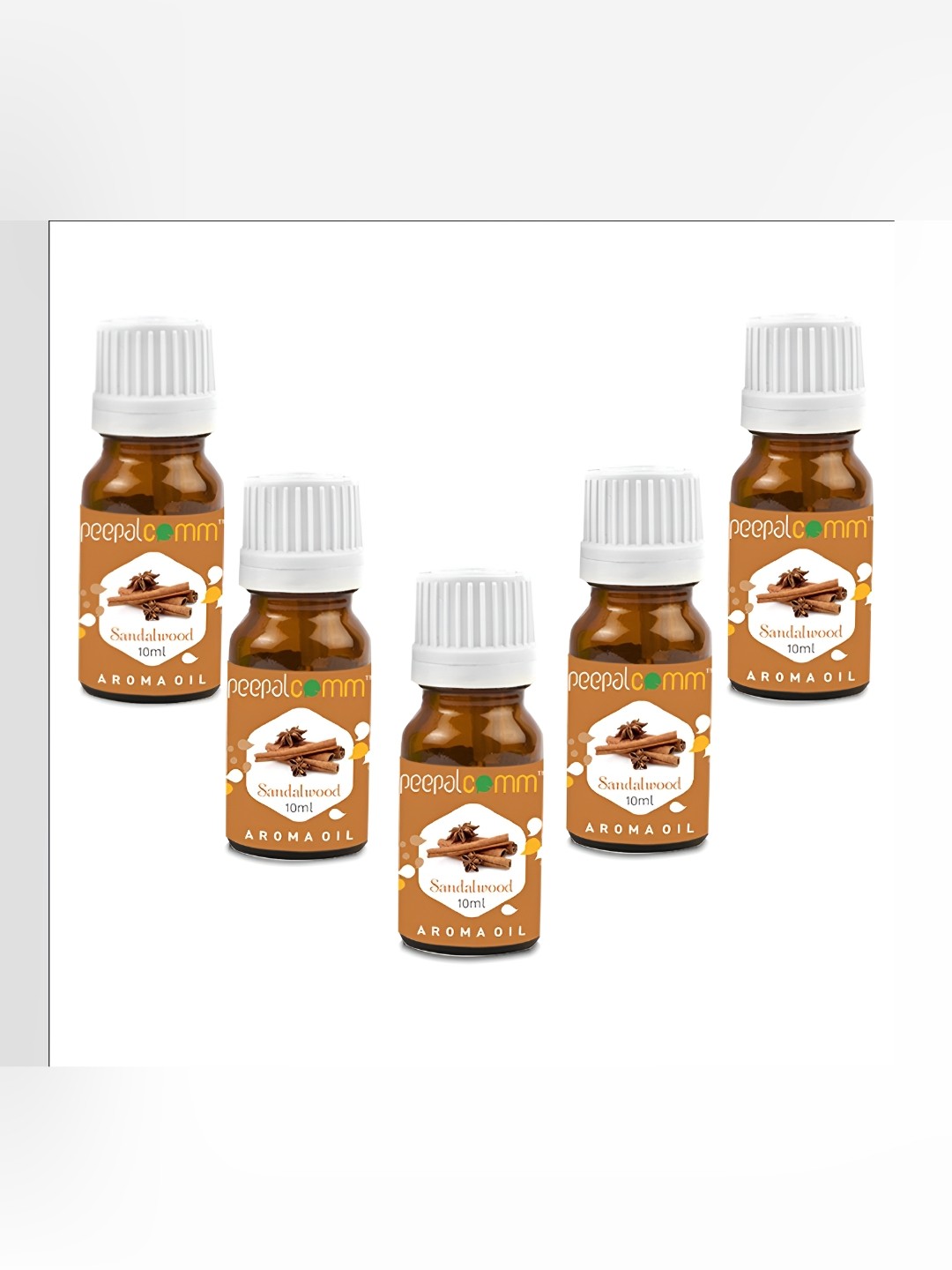 

PEEPALCOMM Brown & White 5 Pieces Sandalwood Essential Oil 10 ml