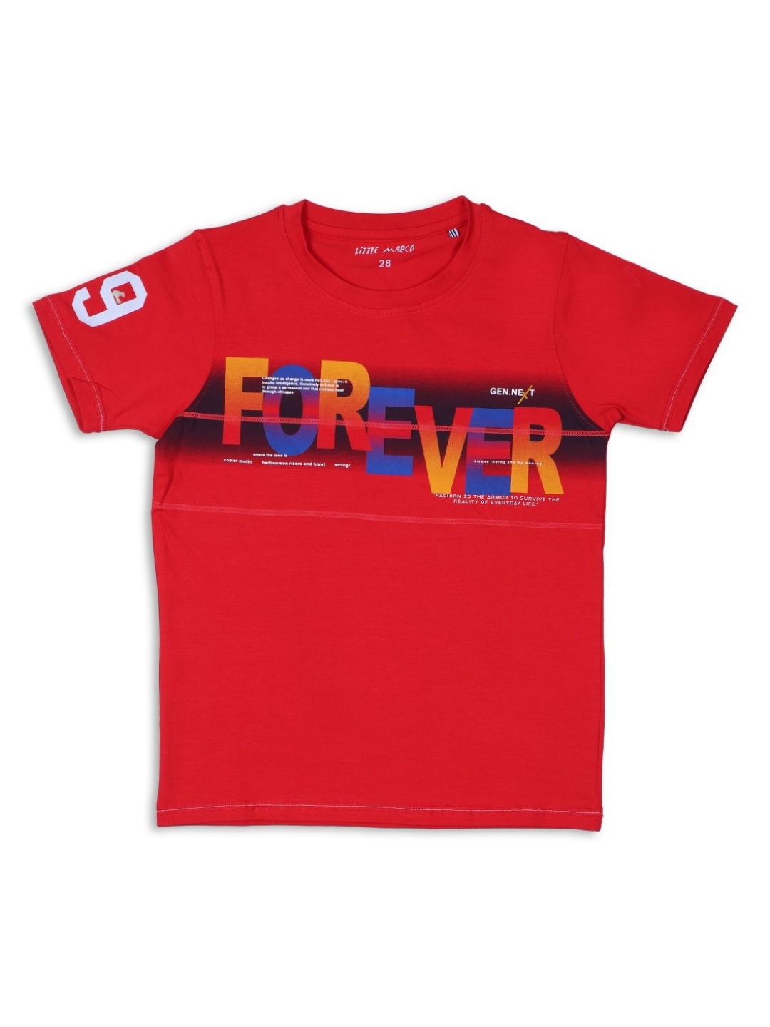 

Little Marco Boys Typography Printed T-shirt, Red