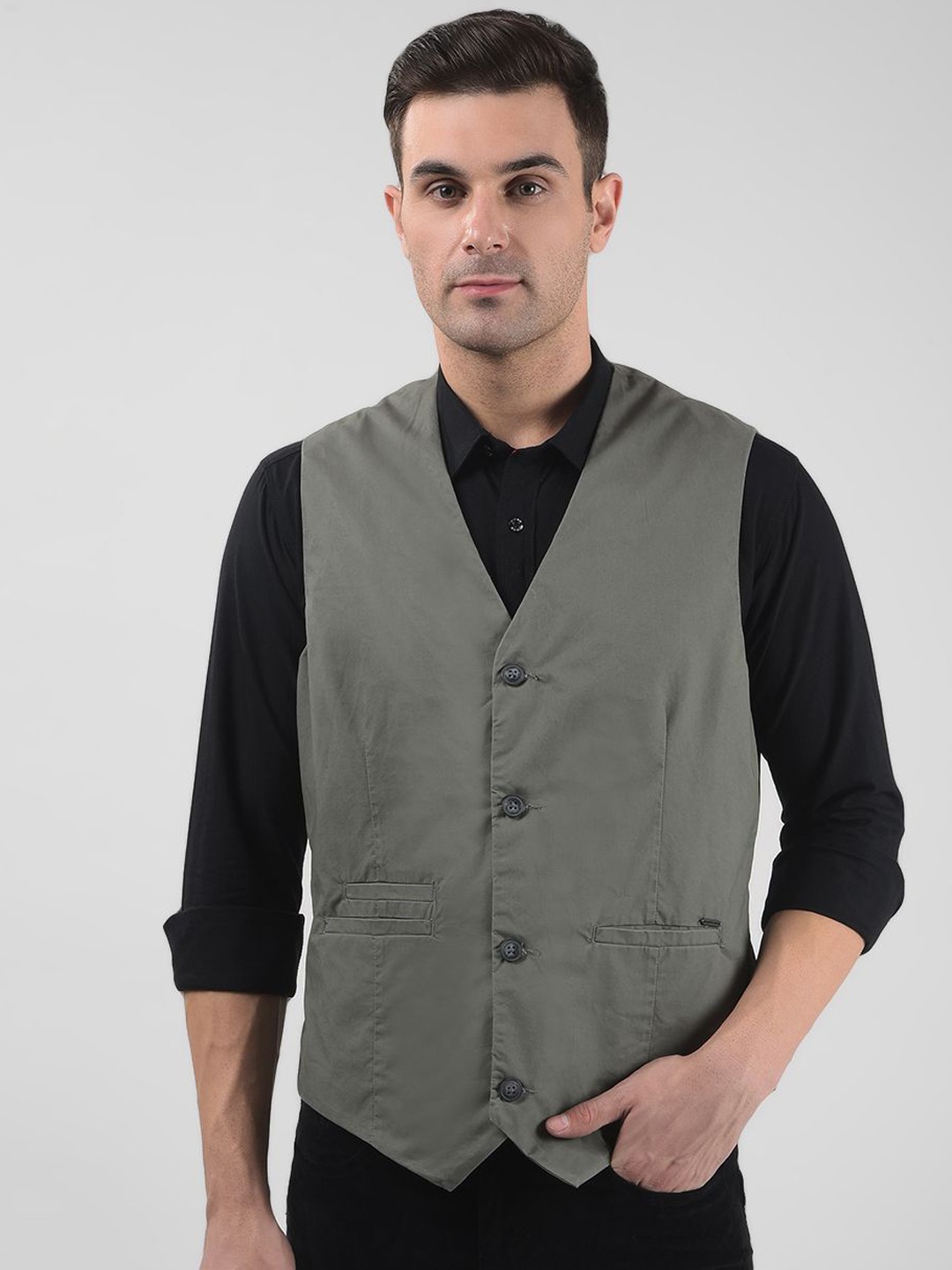 

Numero Uno Sleeveless Woven Waistcoat, Grey