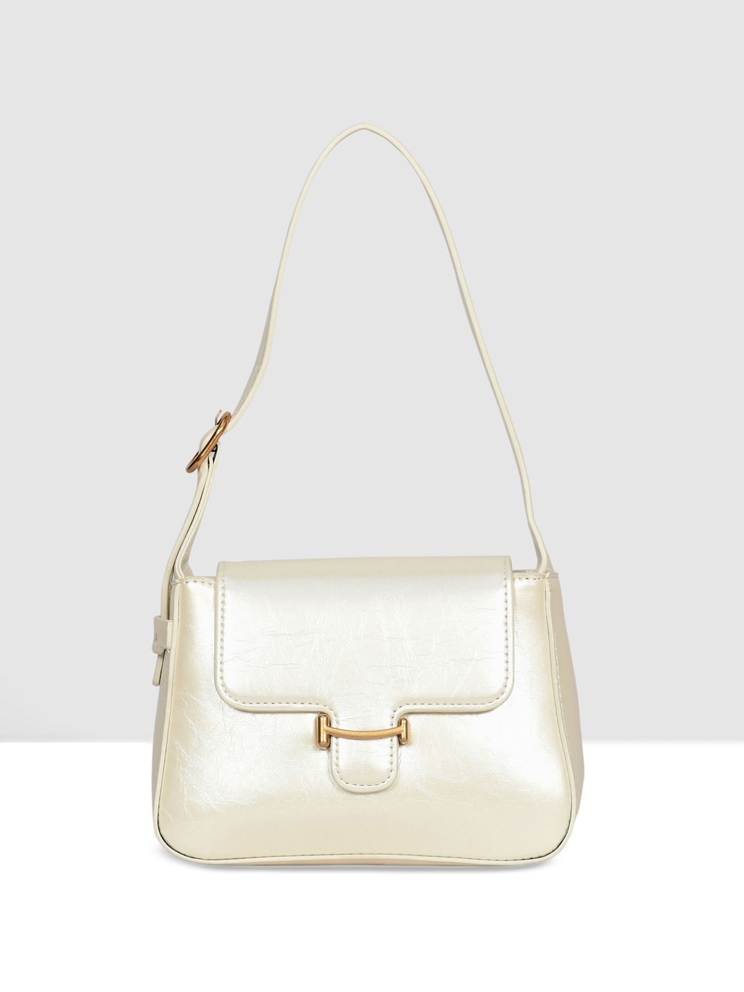 

ESBEDA Women Solid Structured Sling Bag, Cream