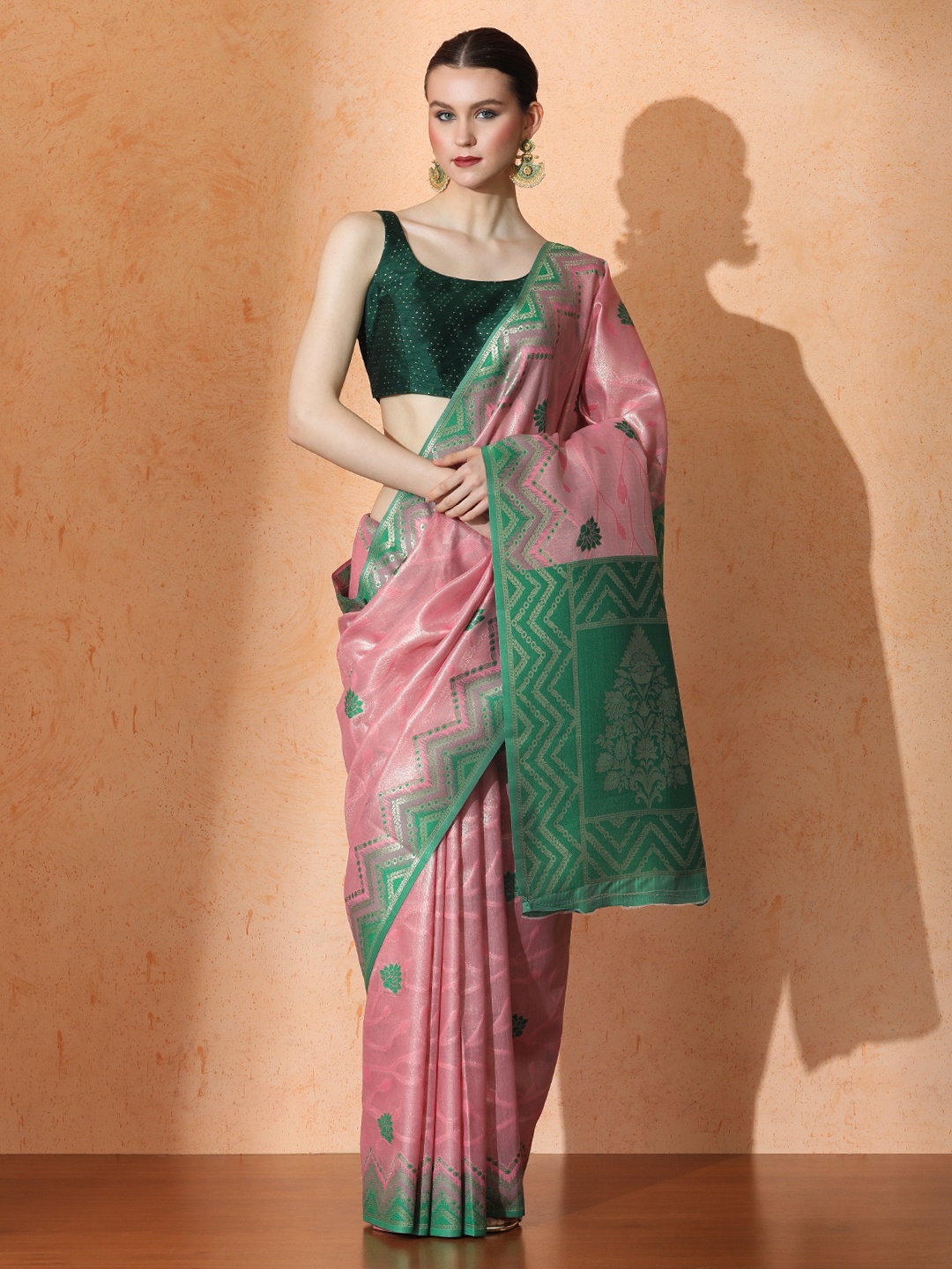 

SARHA Woven Design Banarasi Saree, Pink