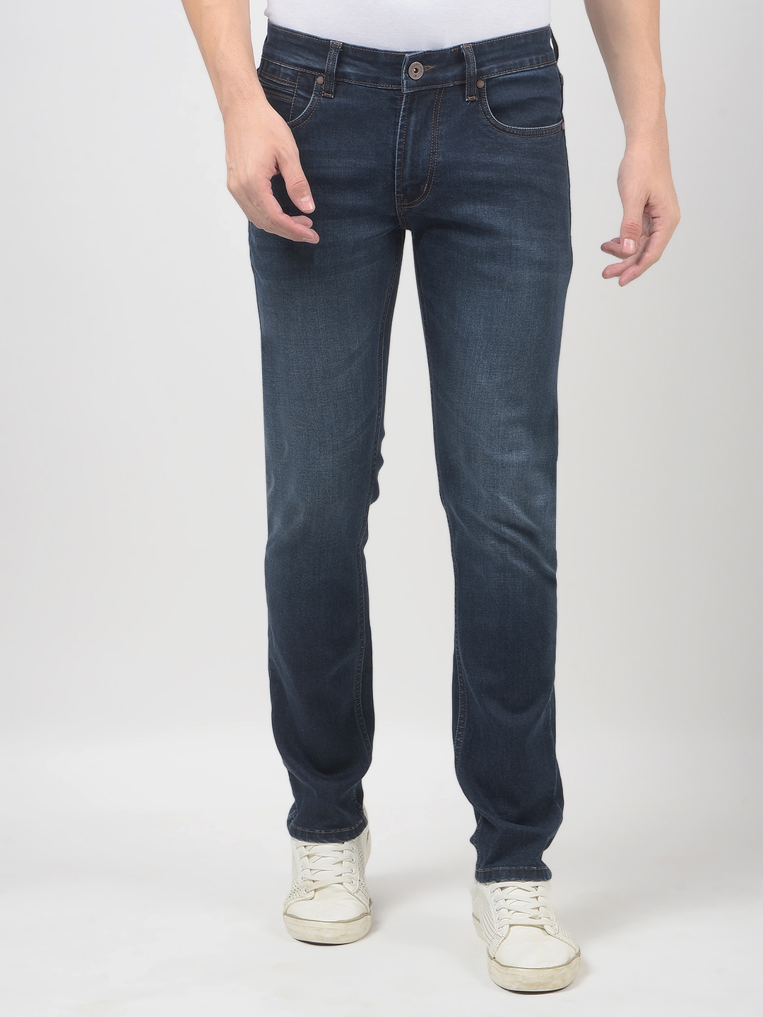 

Numero Uno Men Slim Fit Light Fade Stretchable Jeans, Navy blue