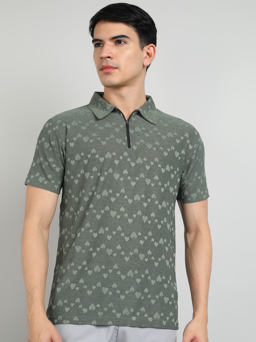 

Moda Rapido Men Dry Tech Conversational Printed Polo Collar T-shirt, Green