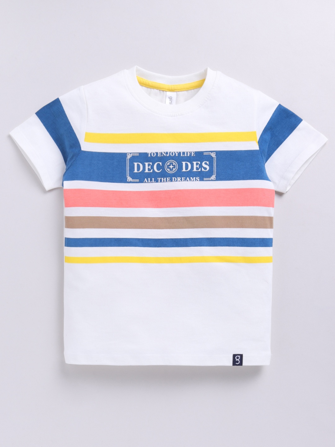 

Ginie Boys Typography Printed Breathable Tshirt, White