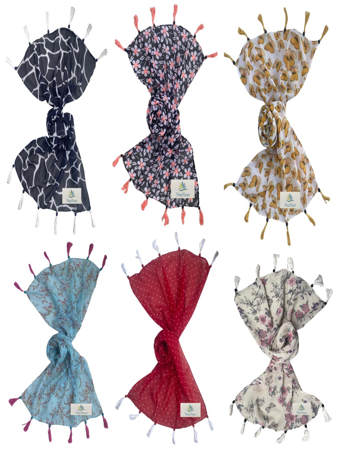 

NarNari Women Printed Scarf, Red