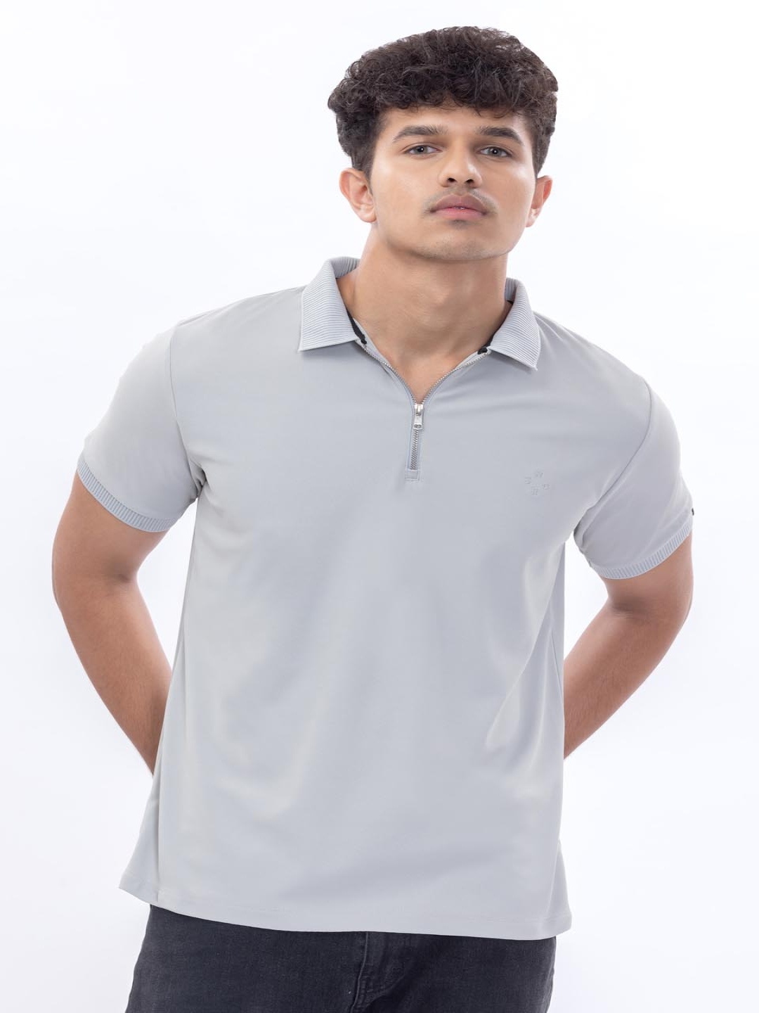 

HOUSE OF RS Men Solid Polo CollarT-shirt, Grey