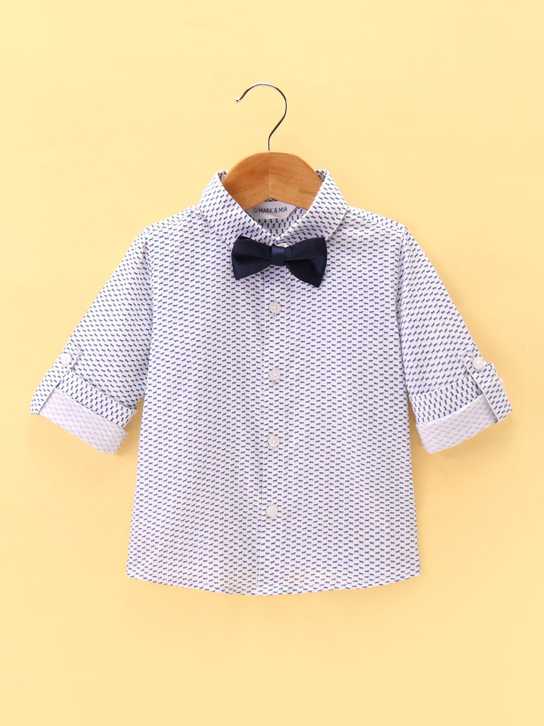 

Mark & Mia Boys Conversational Printed Casual Shirt with Bow, White