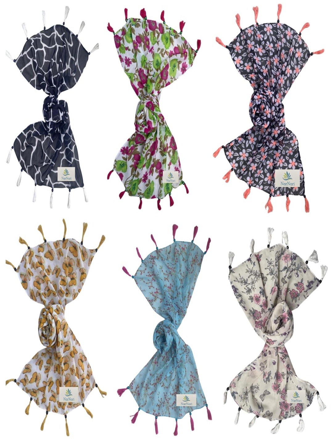 

NarNari Women Printed Scarf, Blue