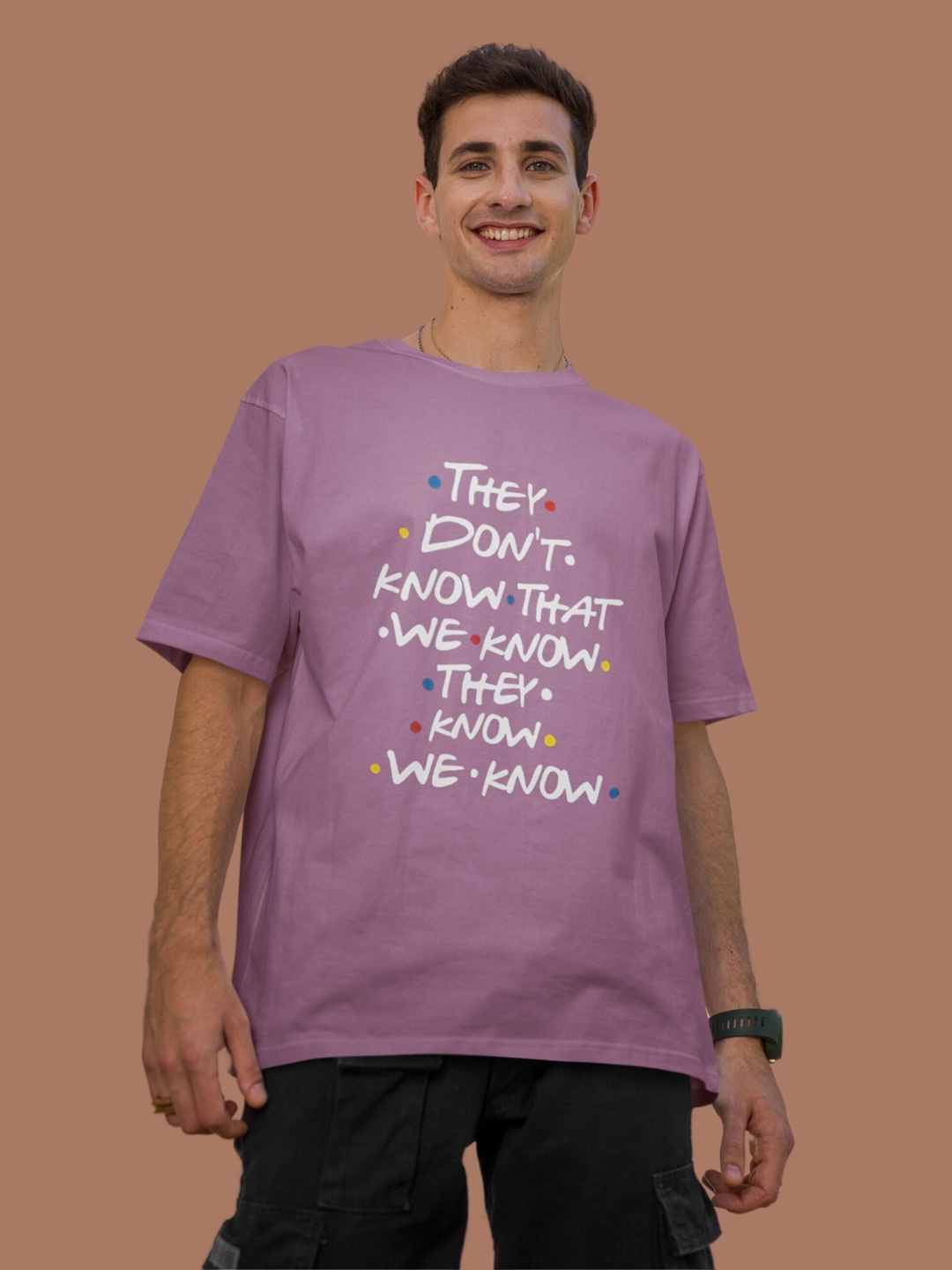 

Broke Memers Men Typography Printed Round Neck Cotton Oversized T-shirt, Purple
