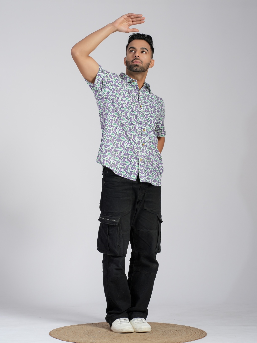 

Cotton Curio Men Comfort Floral Opaque Printed Casual Shirt, Purple