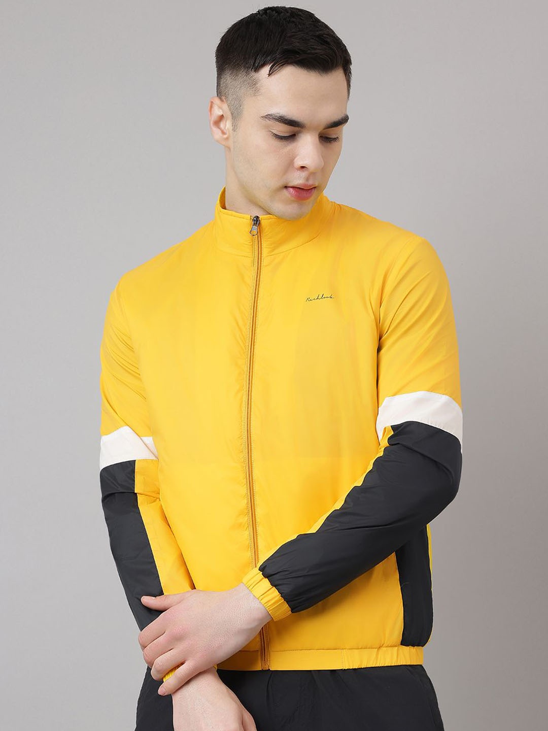 

Richlook Men Colourblocked Polycotton Windcheater Outdoor Biker Jacket, Yellow