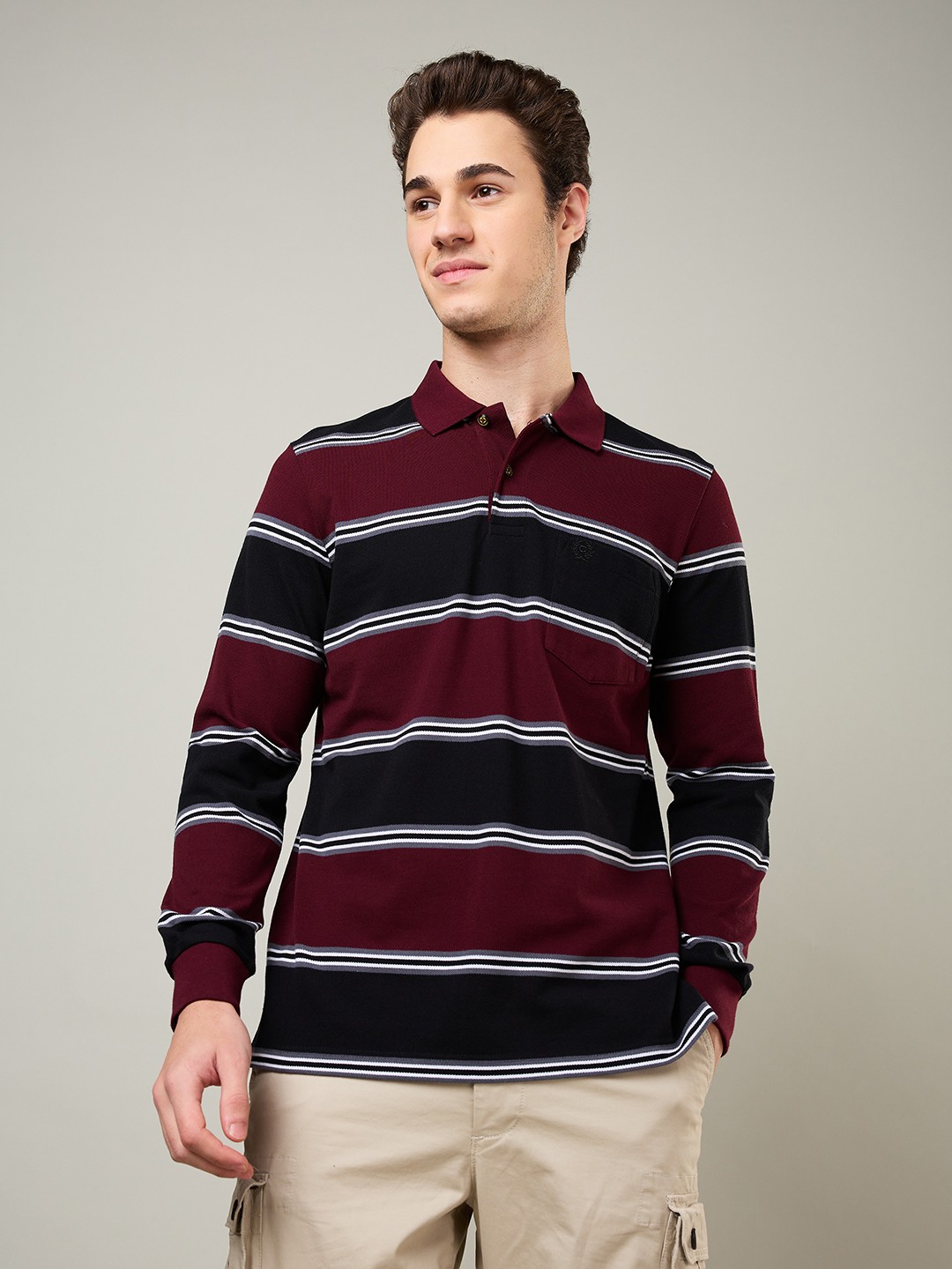 

CELSIUS Men Polo Collar T-shirt, Red