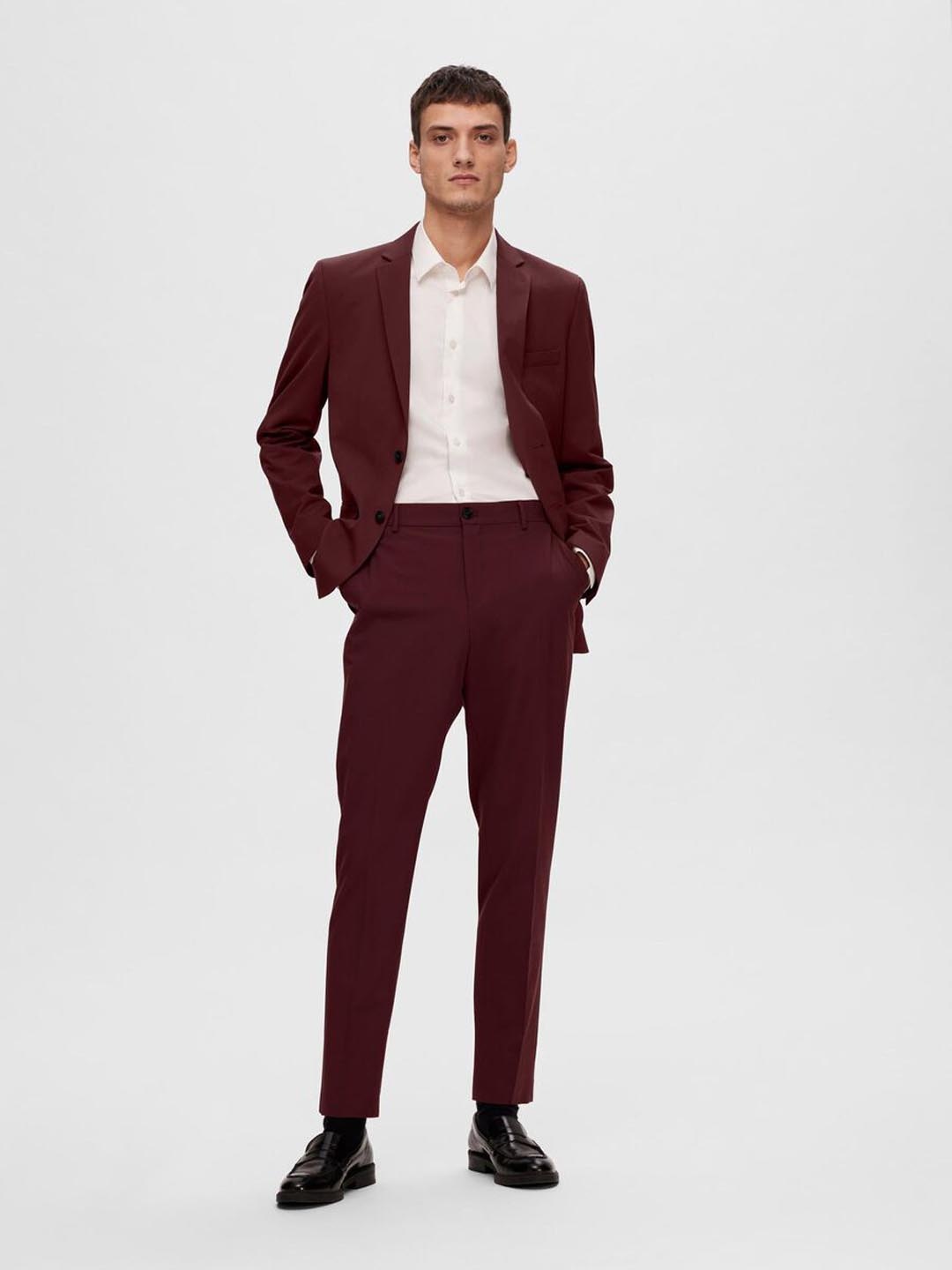 

SELECTED Men Slim Fit Formal Trousers, Maroon