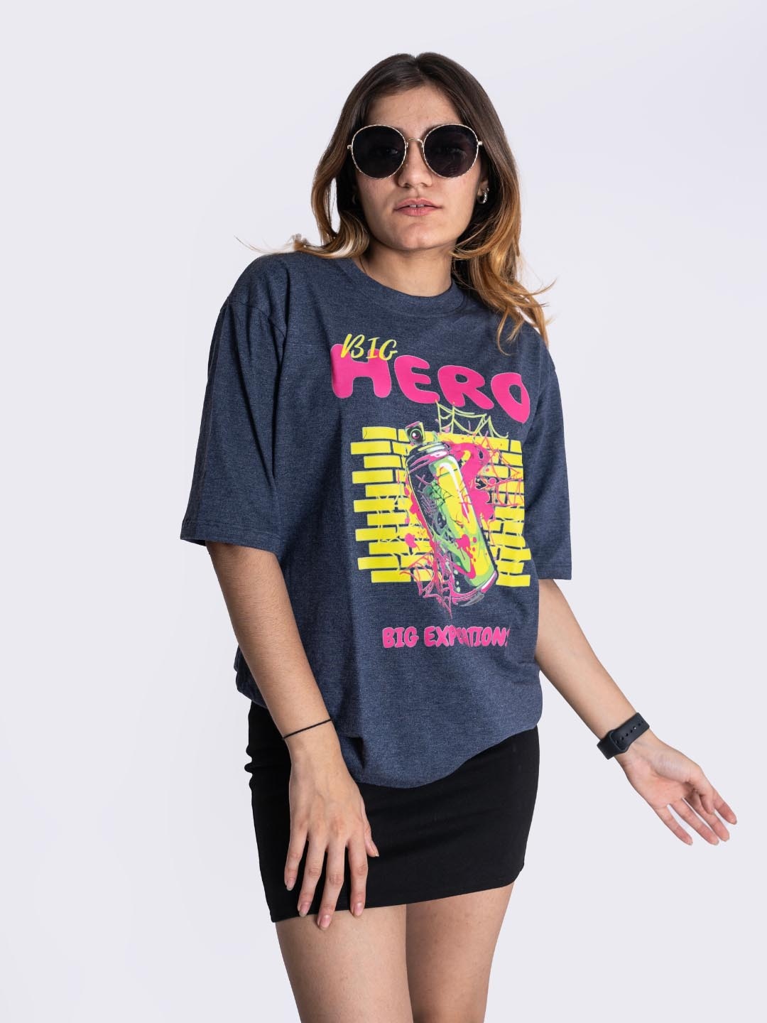 

JAC INDIAN Women Graphic Printed Round Neck Cotton Oversized T-shirt, Grey