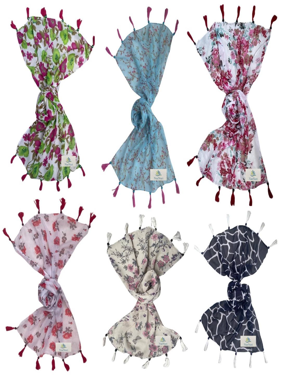 

NarNari Women Printed Scarf, Red