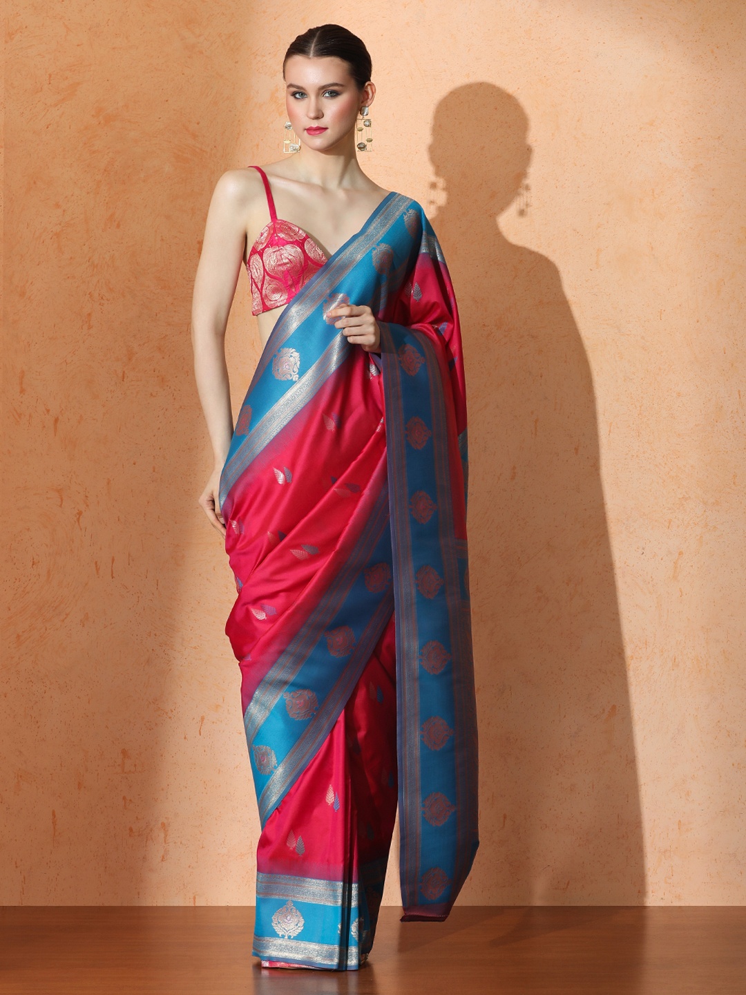 

SARHA Woven Design Zari Pure Silk Saree, Red