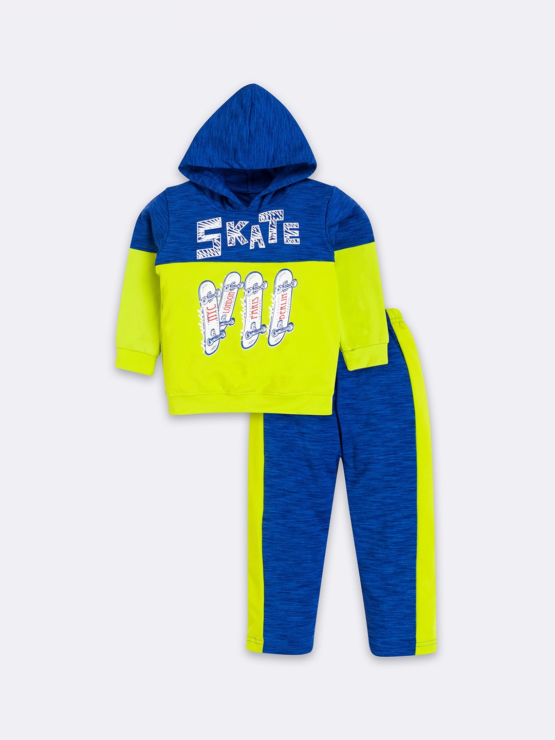 

BAESD Boys Typography Printed Hood Long Sleeves Sweatshirt With Joggers, Green