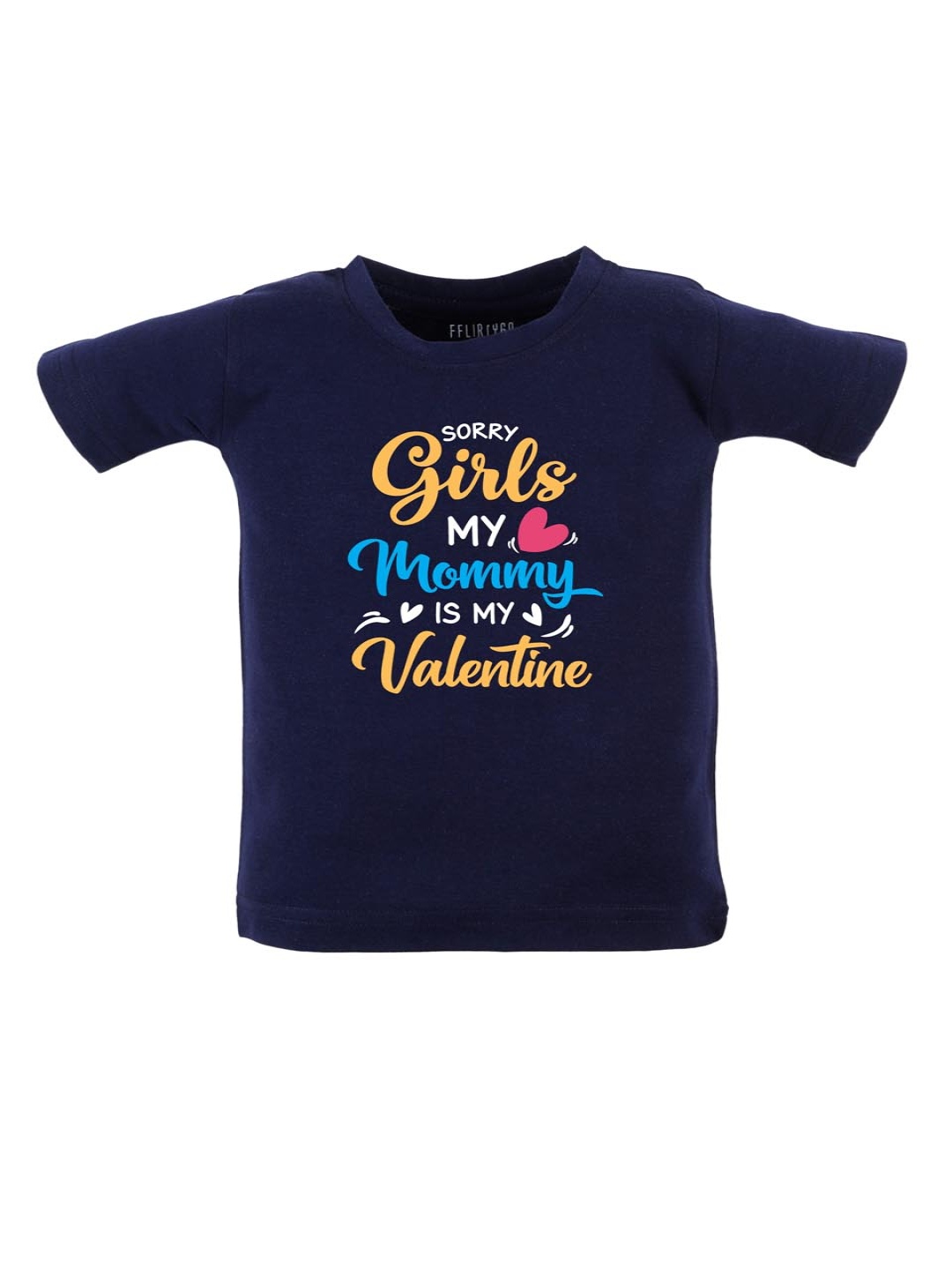 

FFLIRTYGO Unisex Kids Typography Printed Round Neck Cotton T-shirt, Navy blue