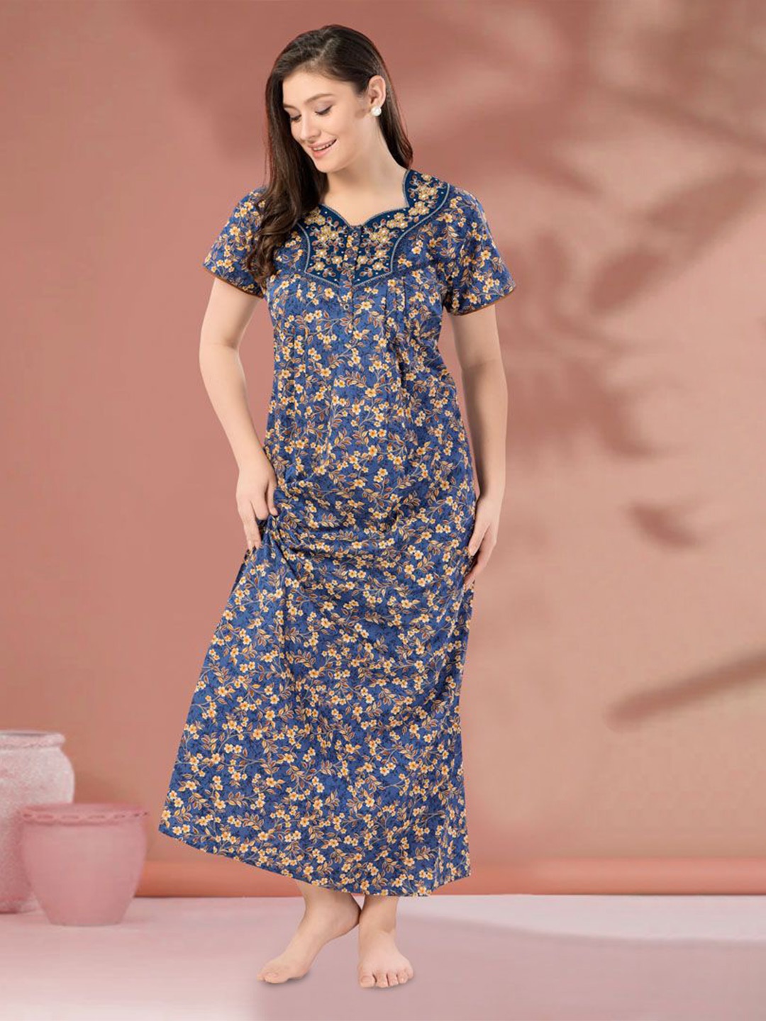 

Soulemo Printed Maxi Nightdress, Blue