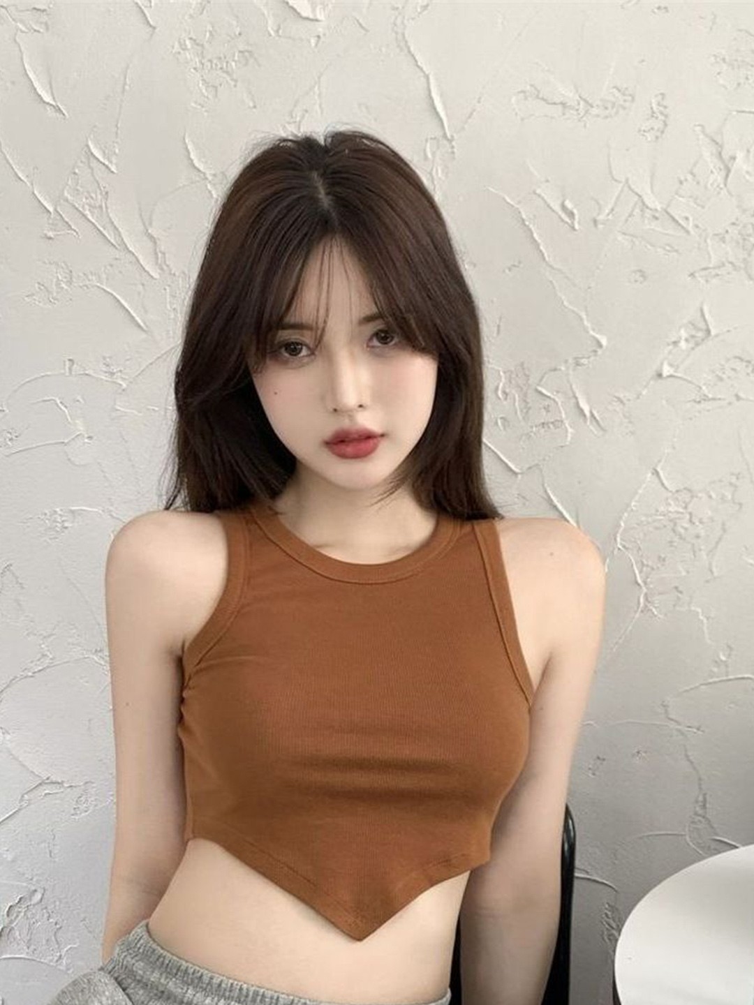 

StyleCast x Revolte Ribbed Tank Crop Top, Brown