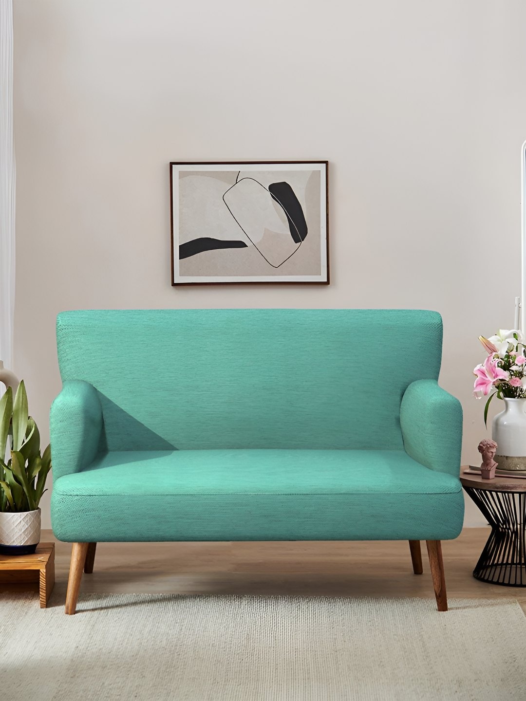 

Chumbak Jodhpur Love Seat Maldivian Teal Green Two Seater Couch