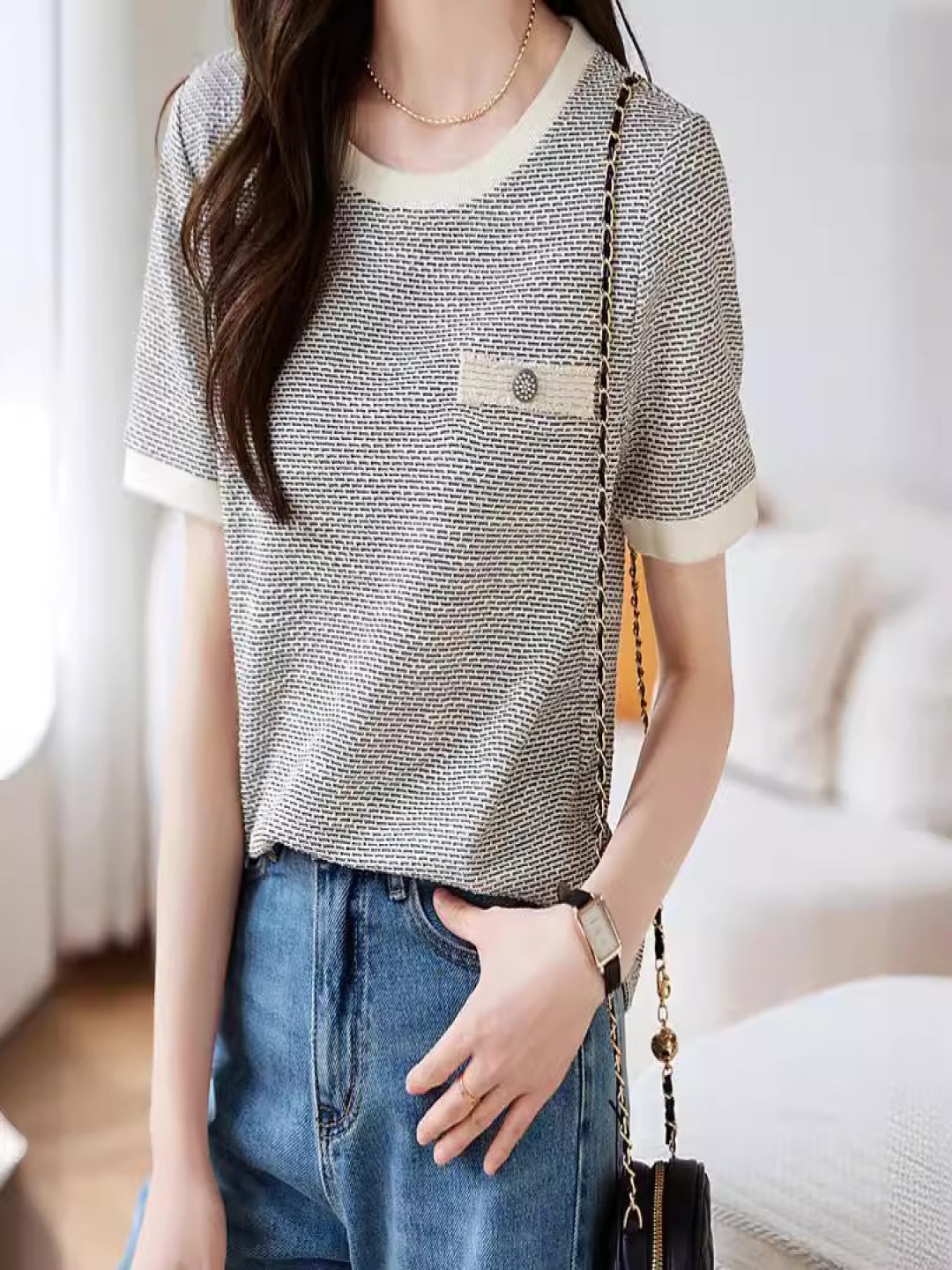 

StyleCast Women Self Design Round Neck Top, Grey