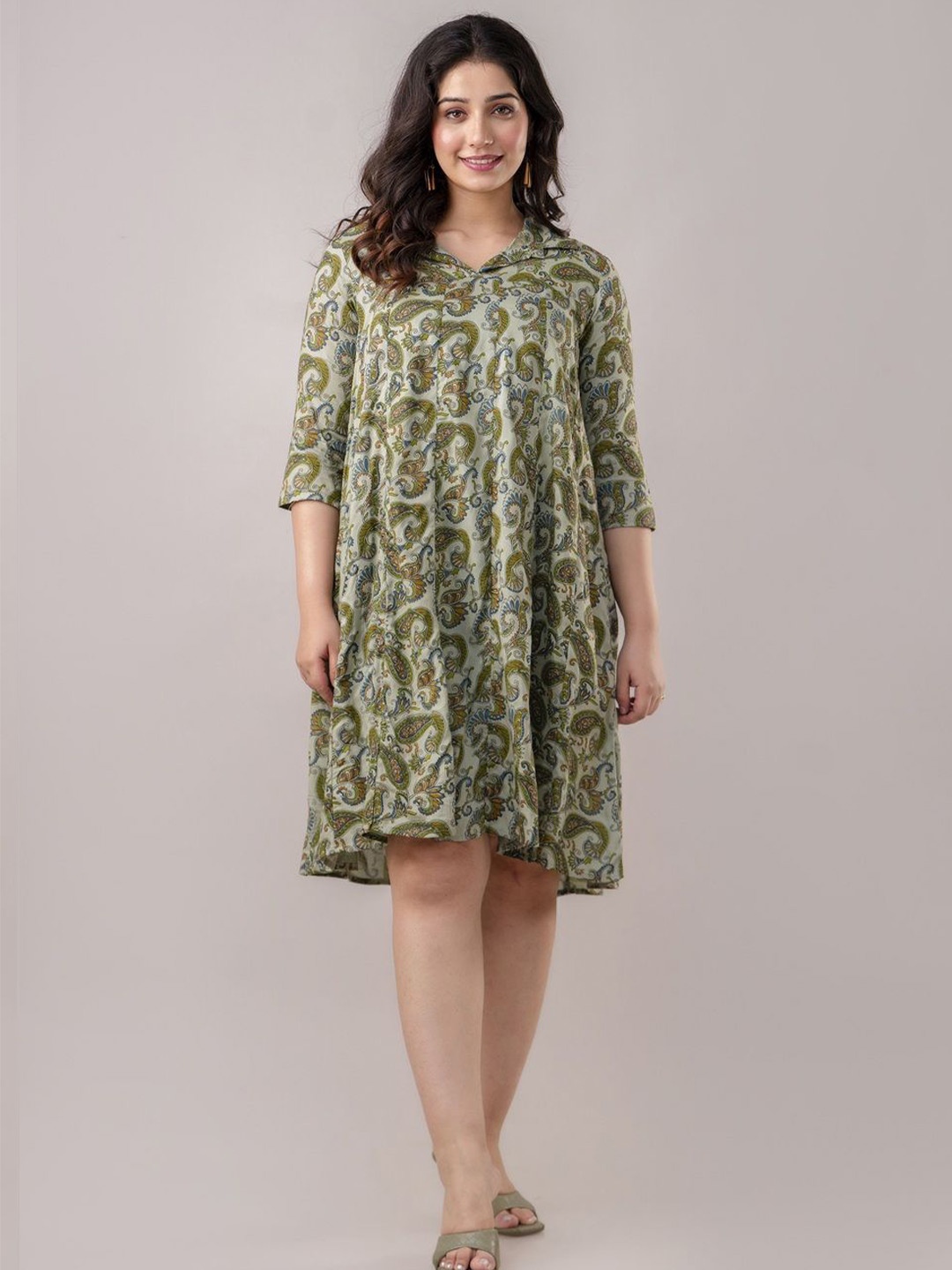 

Jollity Floral Print Fit & Flare Dress, Green