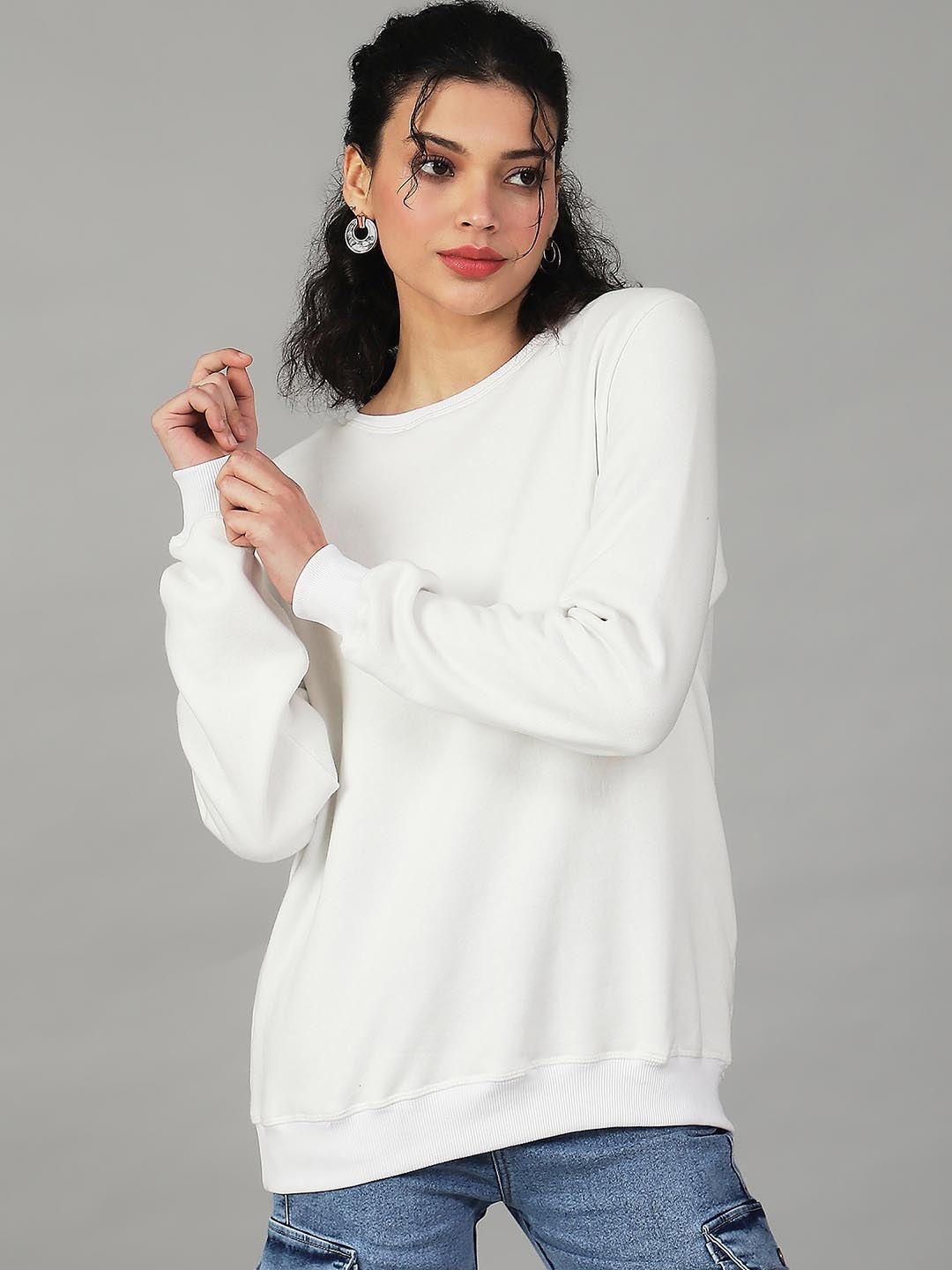 

UnaOne Women Round Neck Sweatshirt, Off white