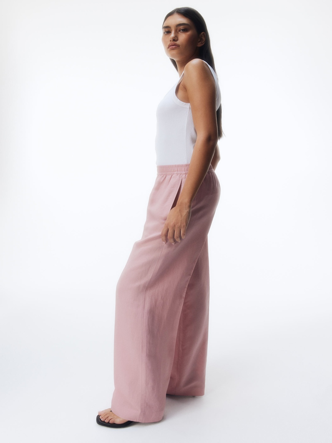 

H&M Wide Pull-On Trousers, Pink