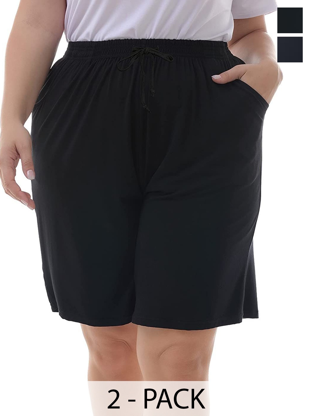 

NOTWILD Women Pack Of 2 Regular Fit Sports Shorts, Black