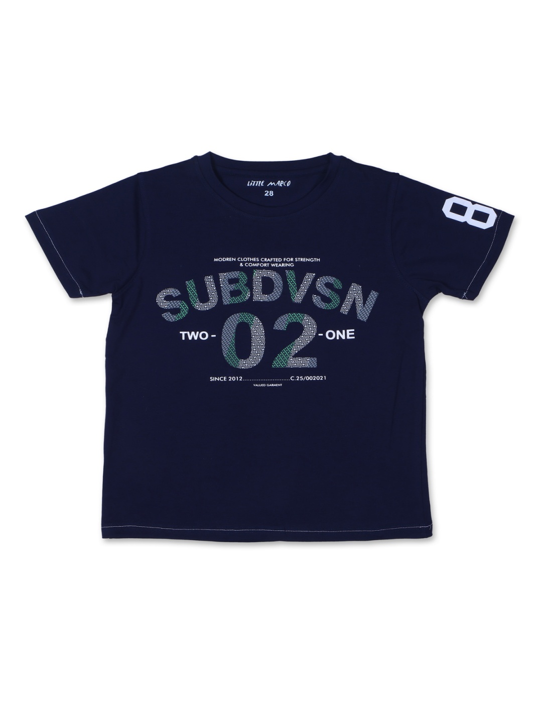 

Little Marco Boys Varsity Printed Applique T-shirt, Navy blue