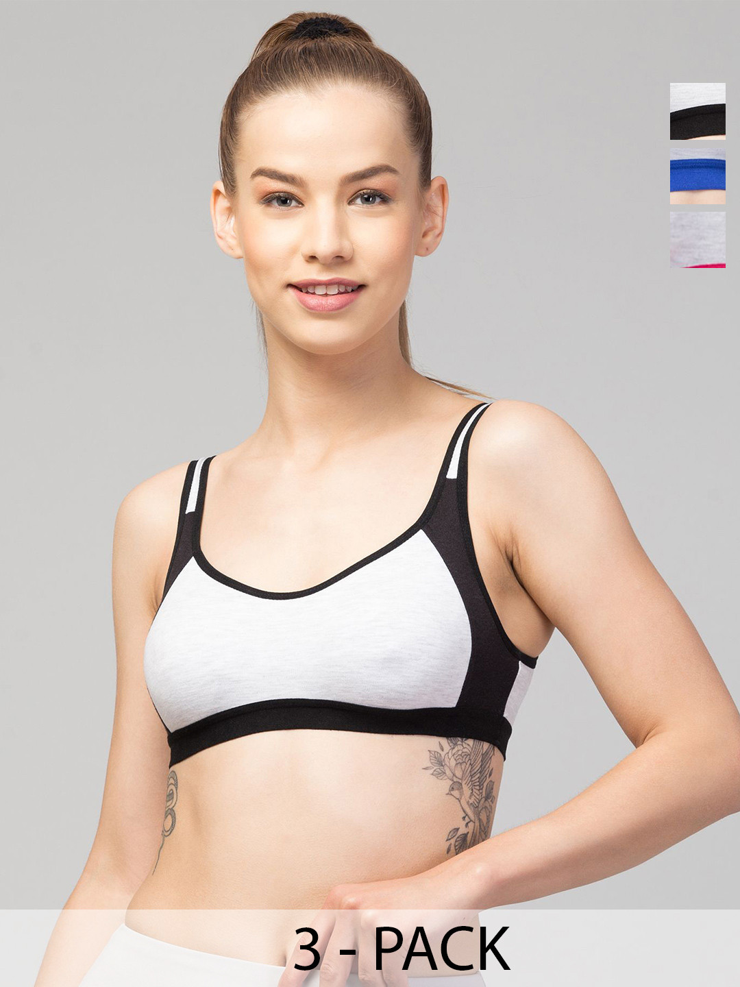 

CKARFE Women Pack Of 3 Full Coverage Bra, Black