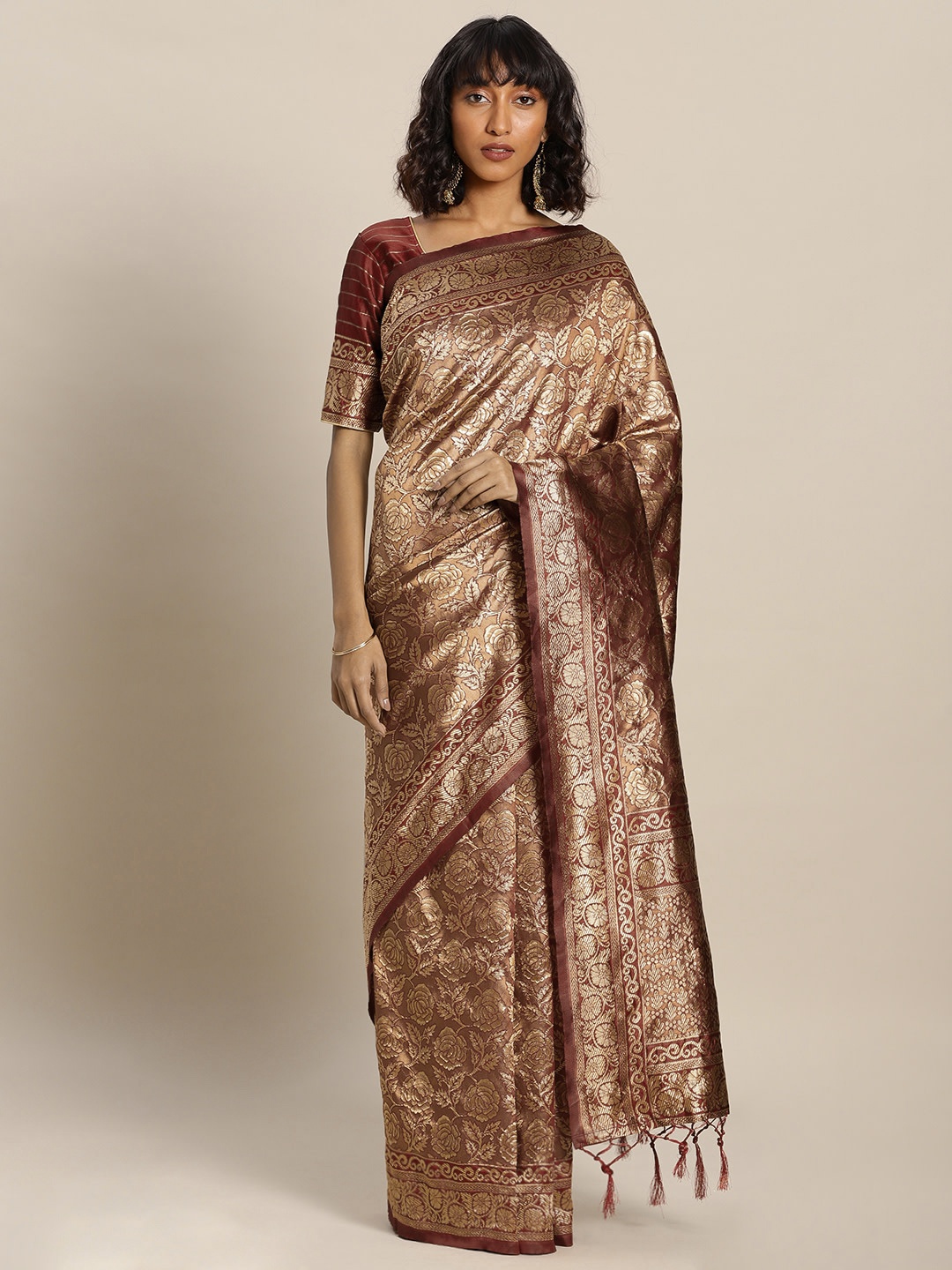 

DEVATITHI Woven Design Zari MAROON Banarasi Silk Saree