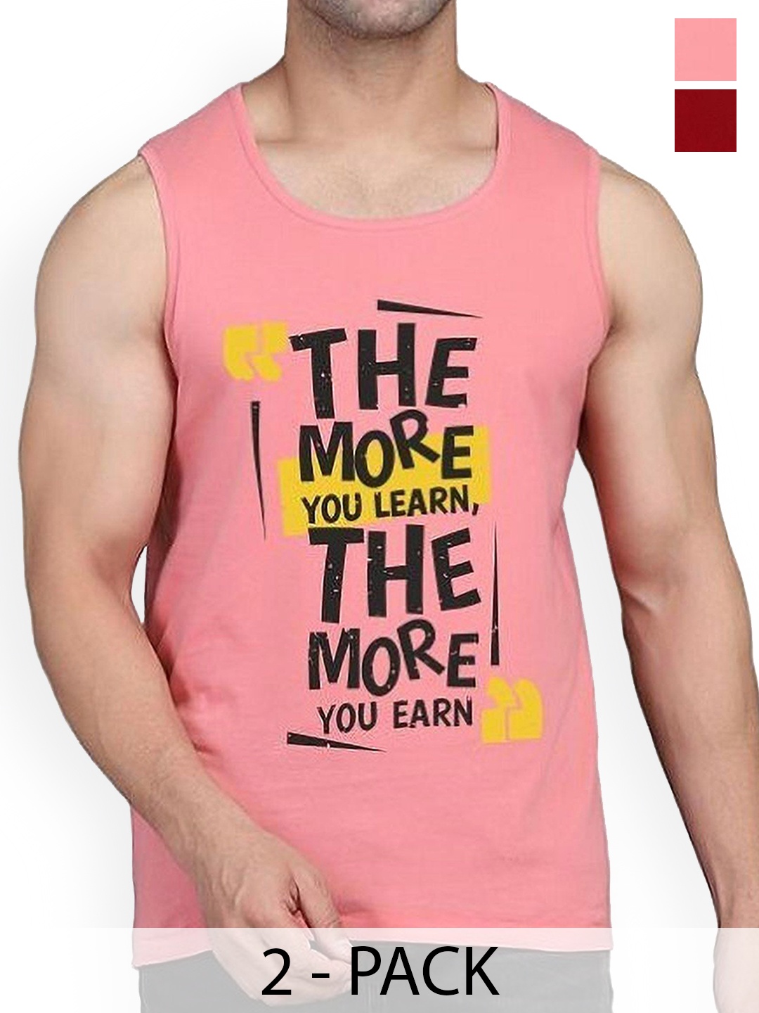 

WOOSTRO Men Pack Of 2 Printed Innerwear Vests - RS26 CMB (MORE PEACH) (MORE MAROON)