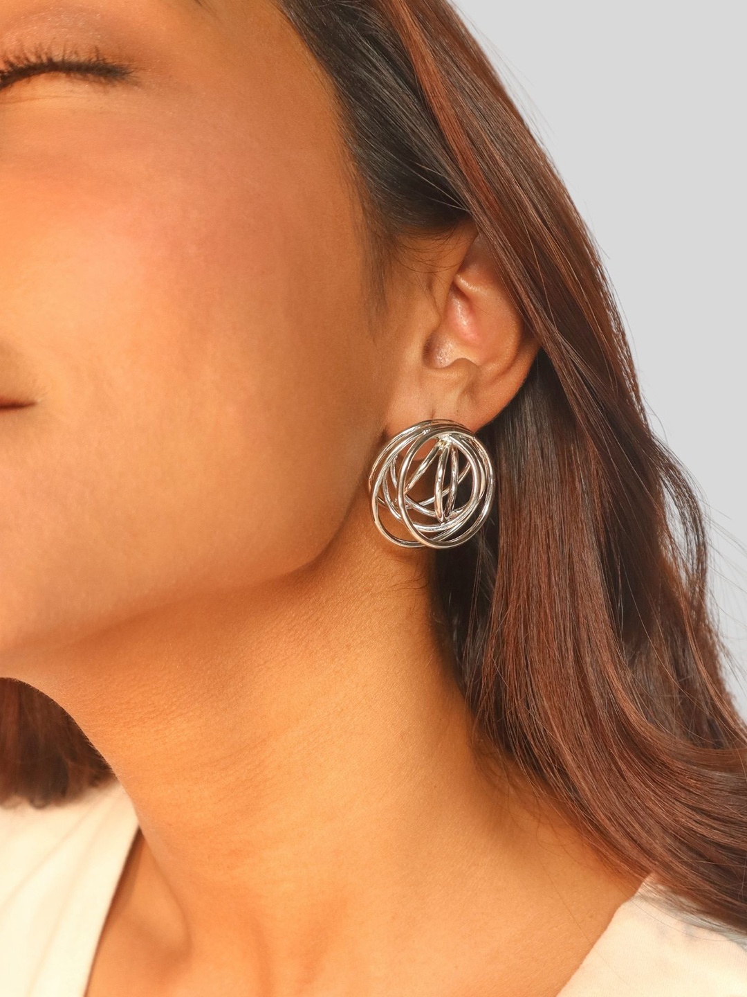 

House of Pehr Silver Plated Double Rings Contemporary Earrings