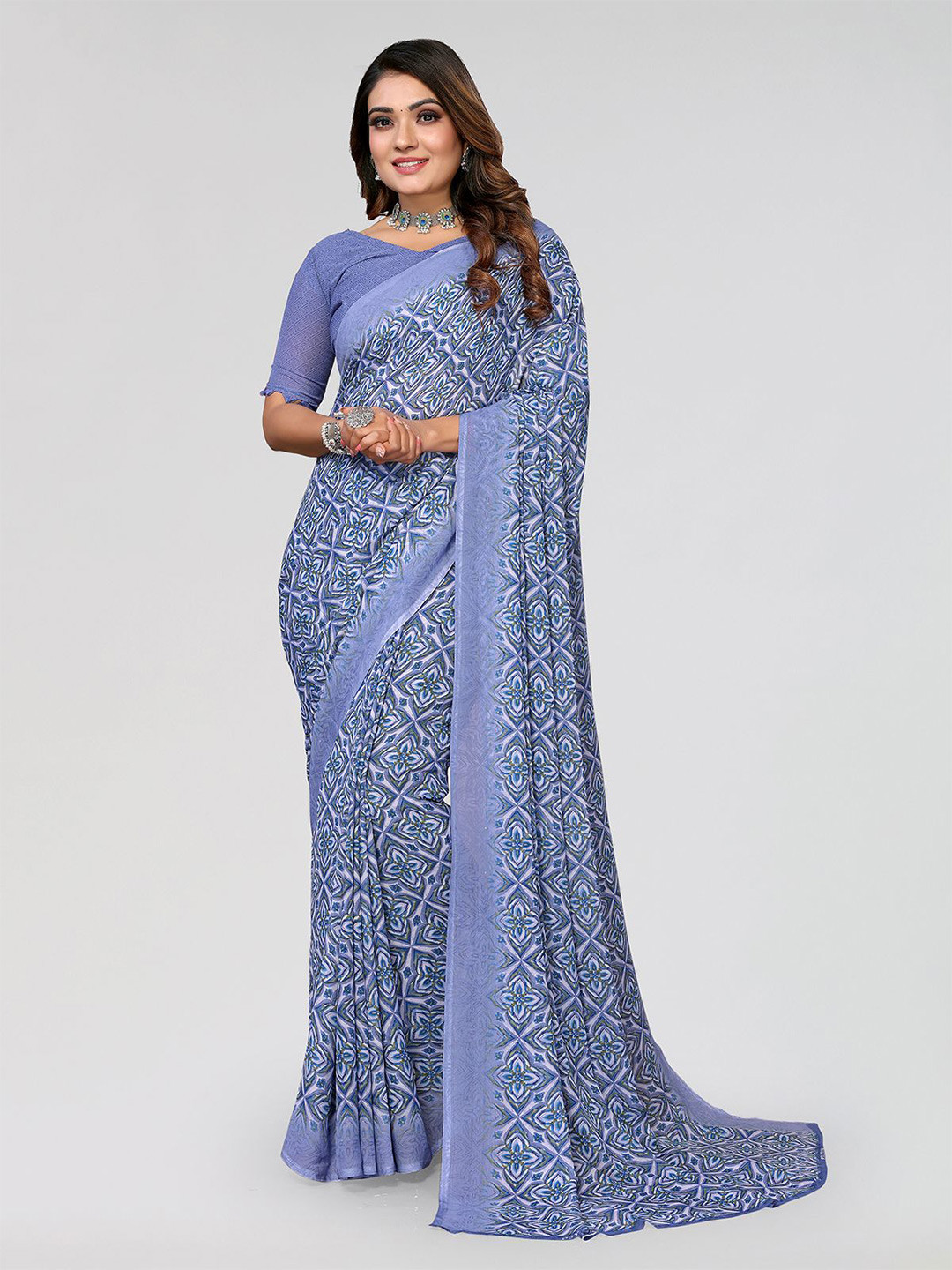 

Moda Rapido Printed Saree, Grey