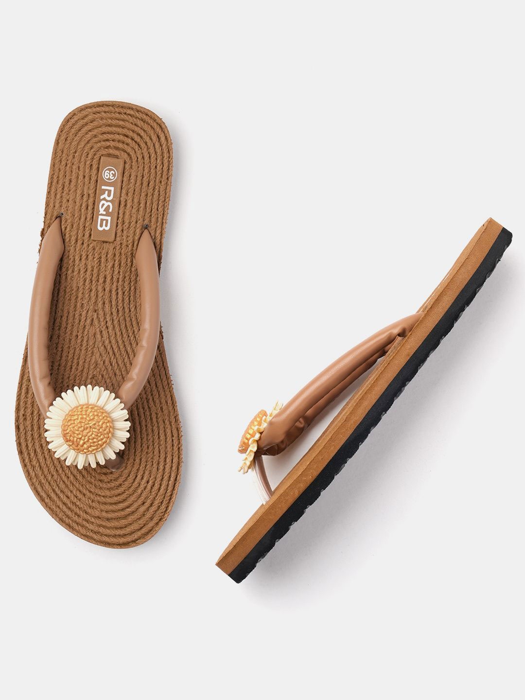 

R&B Women Solid Slippers Thong Flip-Flops, Tan