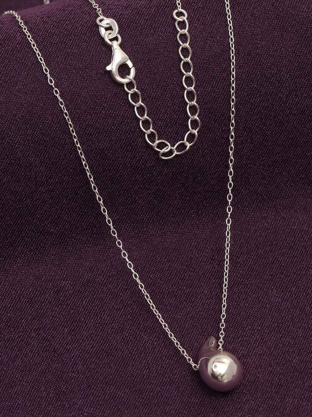 

LeCalla 925 Sterling Silver Silver-Plated Teardrop Shaped Pendant With Chain