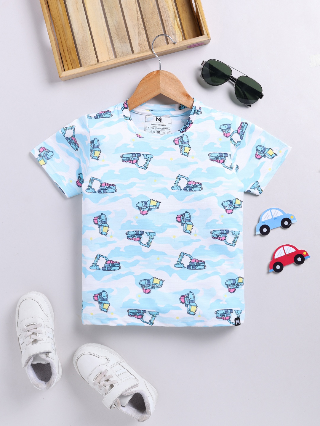 

YK X Minute Mirth Boys Graphic Printed T-shirt, Blue