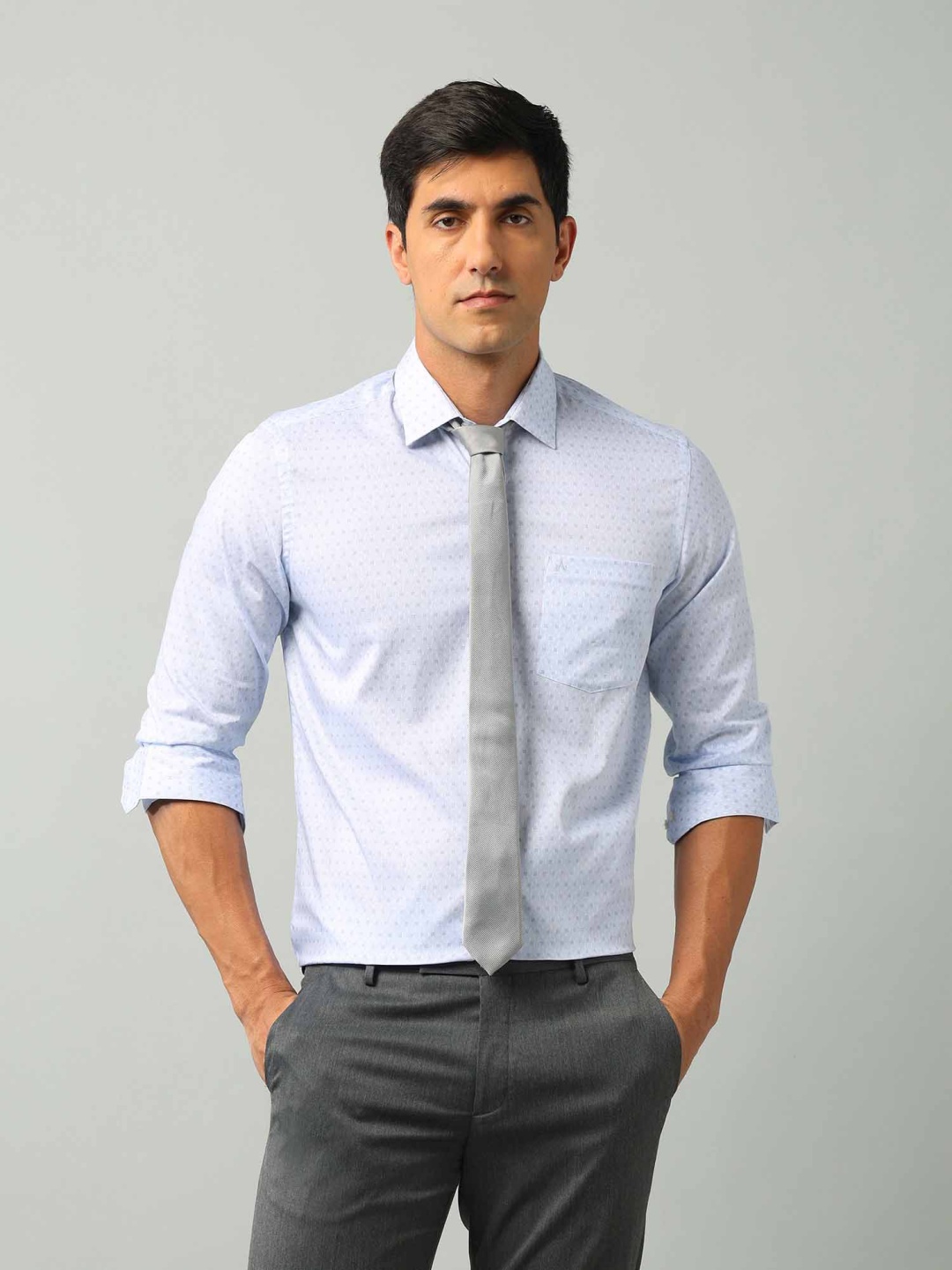 

Arrow Men Slim Fit Spread Collar Geometric Printed Cotton Formal Shirt, Blue