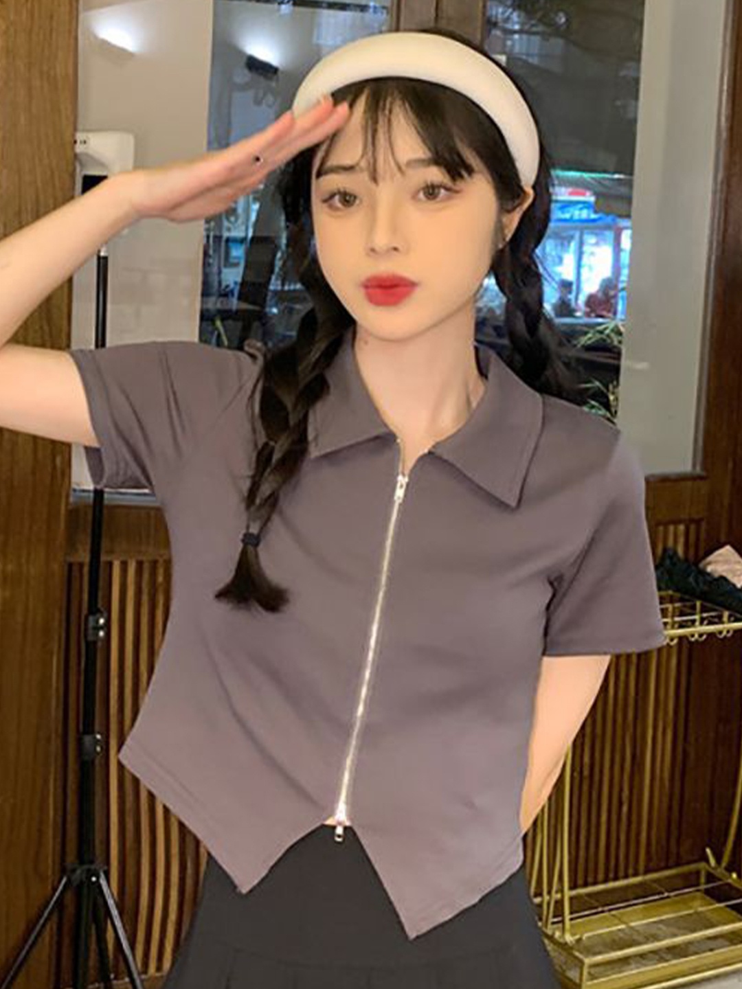 

StyleCast x Revolte Solid Regular Top, Grey