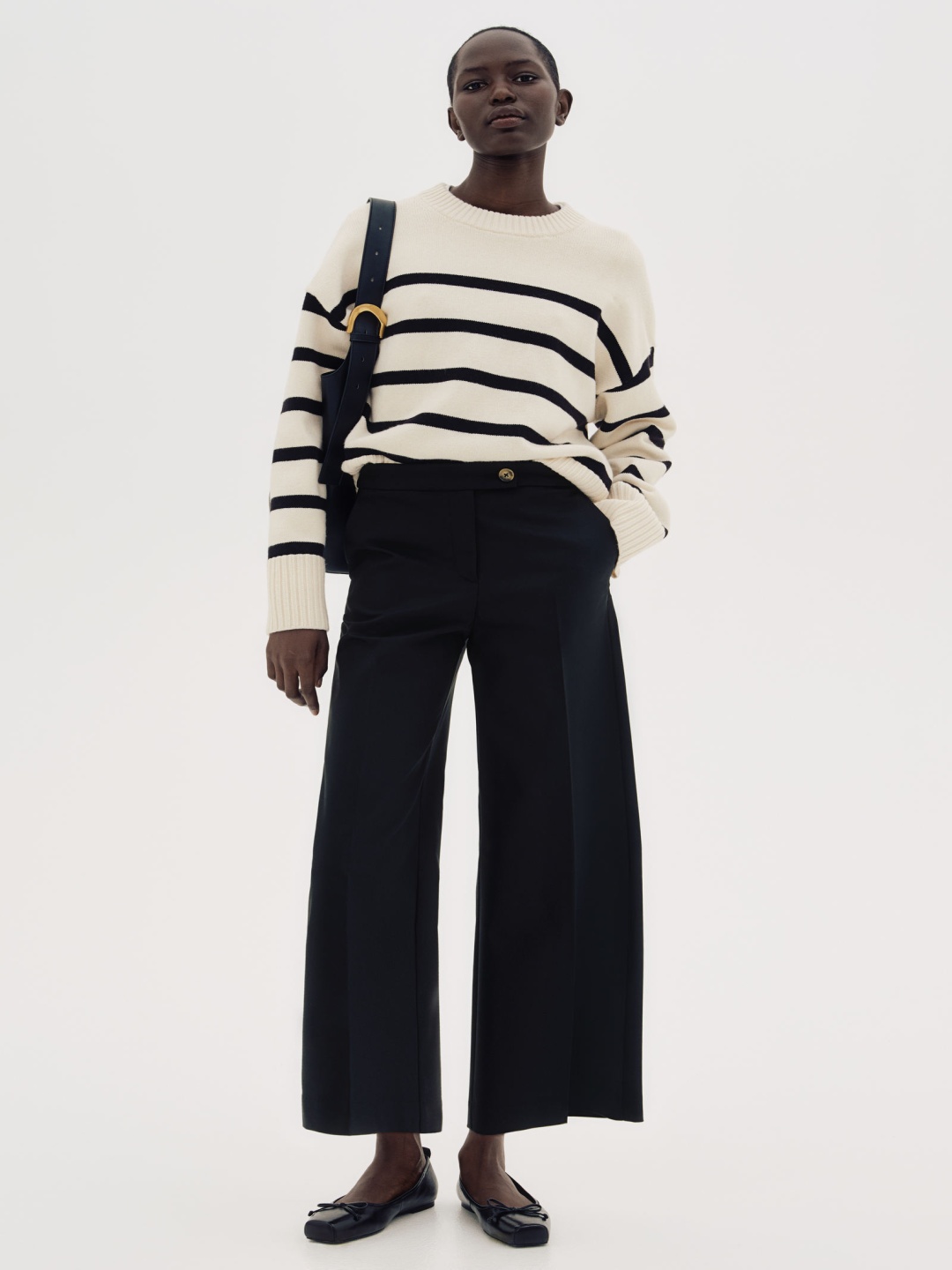 

H&M Wide Tailored Trousers, Black