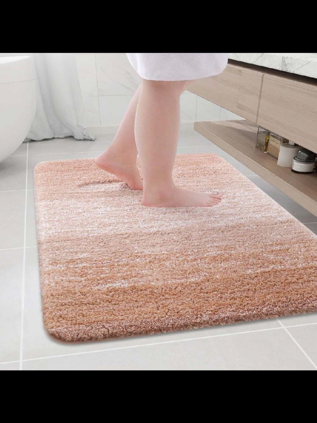 

MAA HOME CONCEPT Beige Striped Microfiber Anti-Skid Doormat