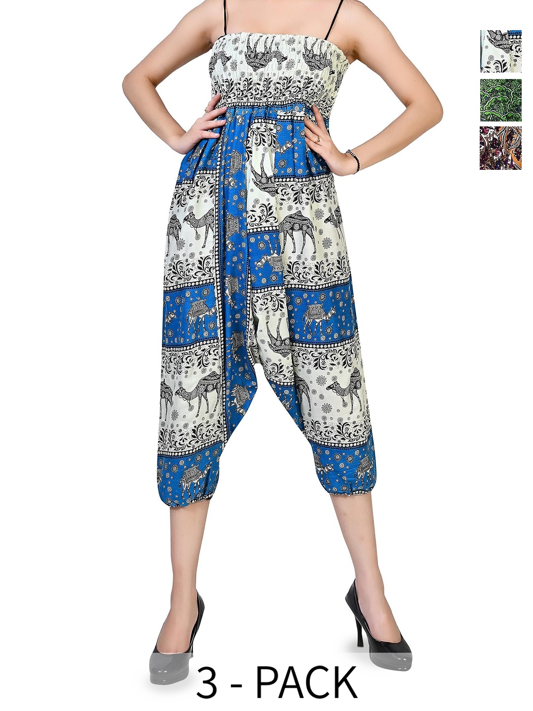 

NarNari Women Pack Of 3 Printed High-Rise Harem Pants, Brown